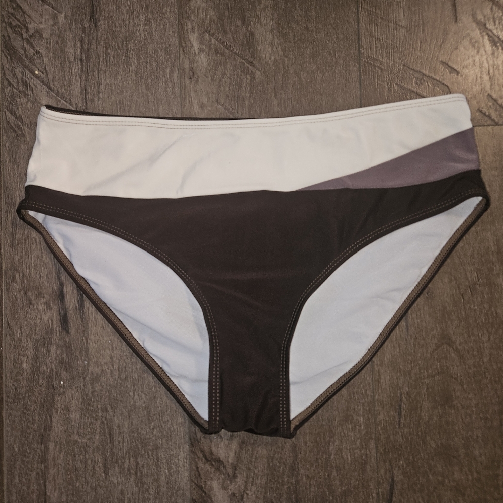 Colorblock High Waisted Cream & Purple Bikini - Size XL - NWT - Picture 6 of 12